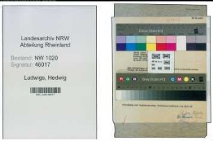 Entnazifizierung Hedwig Ludwigs , geb. 00.00.0000 ()