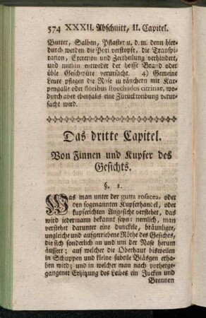 Das dritte Capitel. Von Finnen und Kupfer des Gesichts