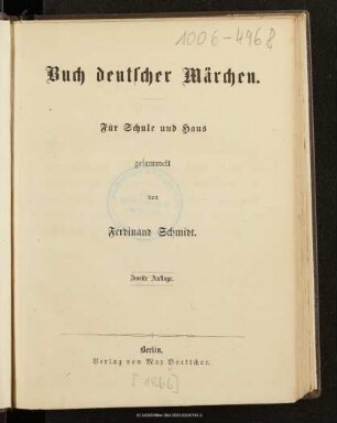 Buch deutscher Märchen : für Schule und Haus
