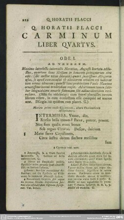 Q. Horatii Flacci Carminum Liber Quartus