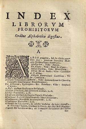 Index Librorum Prohibitorum : Innoc. XI. P.M. Jussu Editus Usque ad Annum 1681