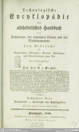 [Hauptbd.] 16: Stampfwerke - Stereotypie und Schriftgießerei. Mit den Kupfertafeln 376 bis 411