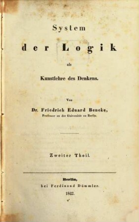 System der Logik als Kunstlehre des Denkens, 2