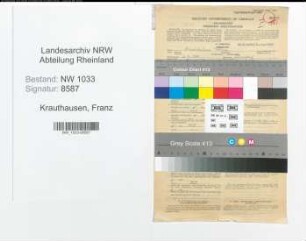 Entnazifizierung Franz Krauthausen , geb. 03.07.1908 (Polizeibeamter)