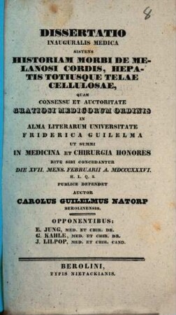 Diss. inaug. med. sistens historiam morbi de melanosi coris, hepatis totiusque telae cellulosae