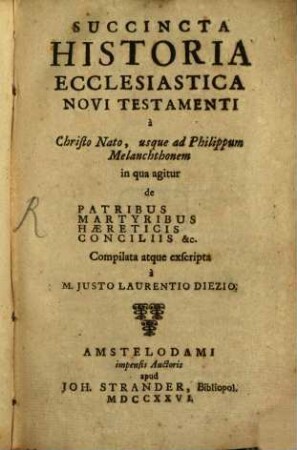 Succincta historia Ecclesiastica Novi Testamenti
