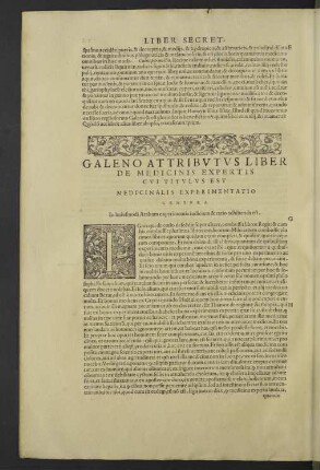 Galeno attributus liber de medicinis expertis cui titulus est medicinalis experimentatio censura