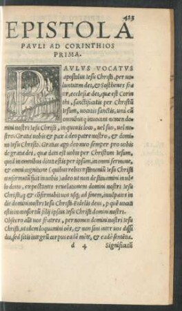 Epistola Pauli Ad Corinthios Prima.