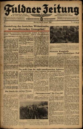 Ausgabe vom Montag, den 22. Januar 1945.