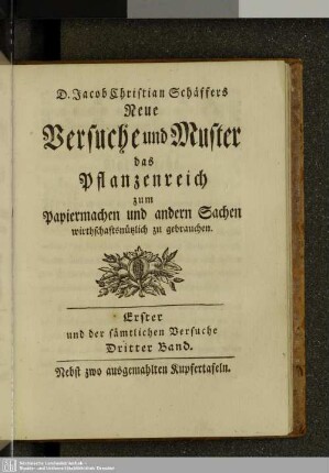 Erster und der sämtlichen Versuche dritter Band.