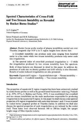 Spectral characteristics of cross-field and two stream instability as revealed by Rocket Borne studies
