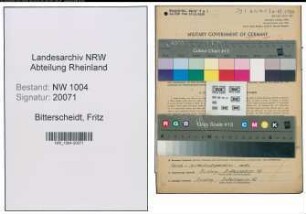 Entnazifizierung Fritz Bitterscheidt , geb. 20.04.1891 (Fotograf)