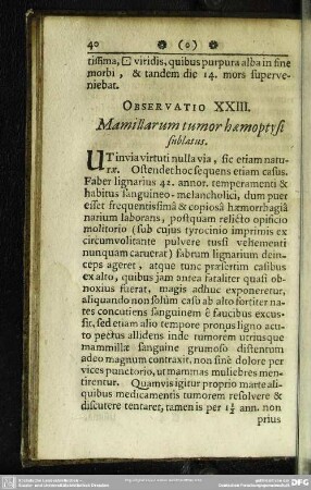 Observatio XXIII. Mamillarum tumor haemoptysi sublatus