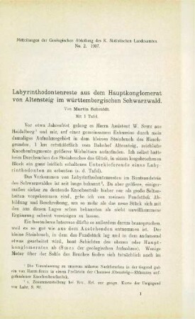 Labyrinthodontenreste aus dem Hauptkonglomerat von Altensteig im württembergischen Schwarzwald