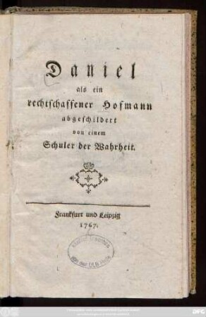 Daniel als ein rechtschaffener Hofmann