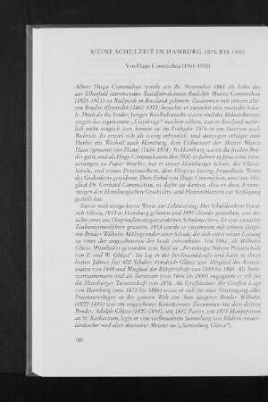 Meine Schulzeit in Hamburg 1876 bis 1880
