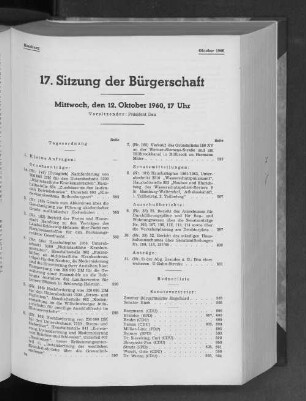 17. Sitzung der Bürgerschaft
