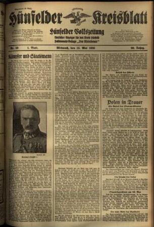 Erste Ausgabe vom Mittwoch, den 15. Mai 1935.