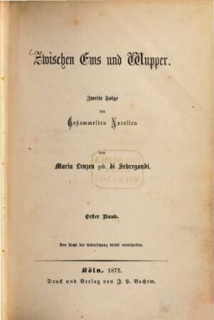 Zwischen Ems und Wupper : zweite Folge der gesammelten Novellen, 1