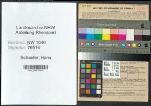 Entnazifizierung Hans Schaefer , geb. 20.02.1895 (Ingenieur)