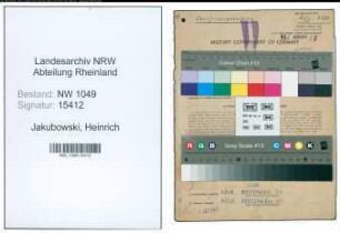 Entnazifizierung Heinrich Jakubowski , geb. 06.12.1892 (Steuersekretaer)