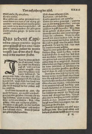 Das zehent Capitel des andern tractats/ sagt do ainer geschossen ist mit ainer büchsen/ unnd das pulver die wundt vergifft hat/ ...