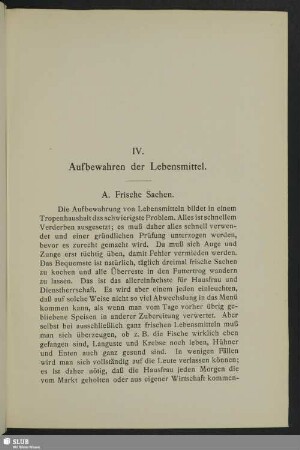 IV. Aufbewahren der Lebensmittel