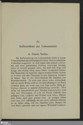 IV. Aufbewahren der Lebensmittel