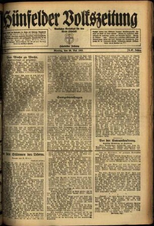 Ausgabe vom Montag, den 23. Mai 1921.