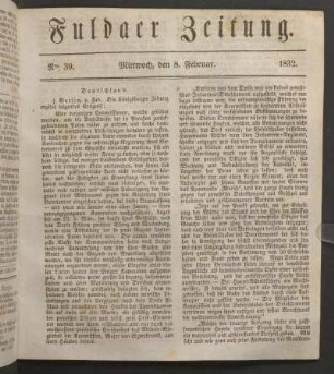 Mittwoch, den 8. Februar. 1832