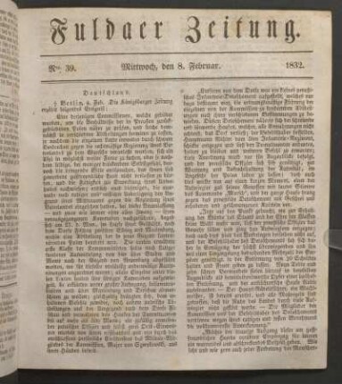 Mittwoch, den 8. Februar. 1832