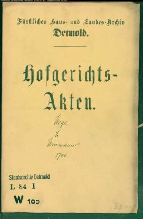 Wegener, Johann in Lage gegen Tönnies Wismann zu Ehrentrup - Schuldforderung