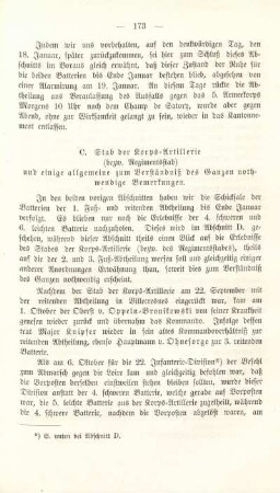 C. Stab der Korps-Artillerie und einige allgemeine zum Verständniß des Ganzen nothwendige Bemerkungen.