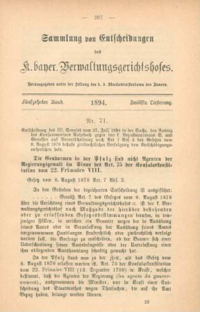 Fünfzehnter Band. 1894. Zwölfte Lieferung. - Nr. 71. - Nr. 75.
