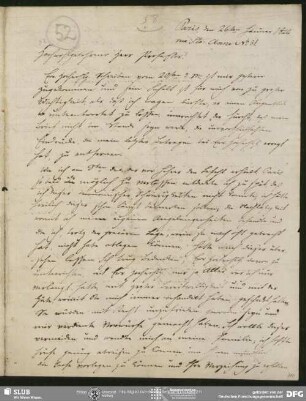 Eigenh. Brief von Christian Lassen an August Wilhelm von Schlegel, Paris, 26.01.1826