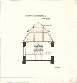 Dolmetsch, Heinrich; Herrenalb; Ev. Pfarrkirche, Restaurierung - Alter Zustand - Westseite (Querschnitt)