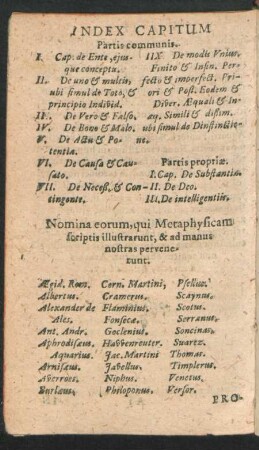 Nomina eorum, qui Metaphysicam scriptis illustrarunt