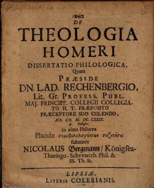 De theologia Homeri diss. philol.