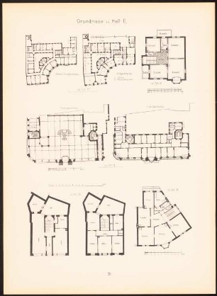 Grundrisse München, Stuttgart: Grundrisse (aus: Moderne Neubauten, 1.Jg., 1894, hrsg. W. Kick)