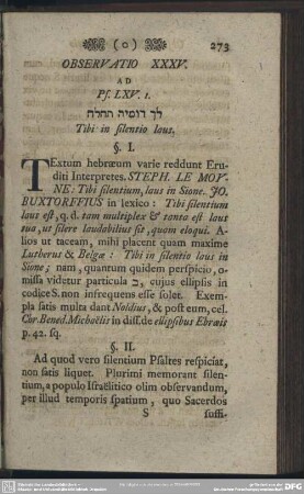 Observatio XXXV. Ad Ps. LXV. 1.