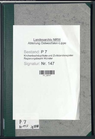 Zivilstandsregister der Munizipalität Hoetmar (GHT 1810). (Gemeinde: Hoetmar, Kreis Warendorf)