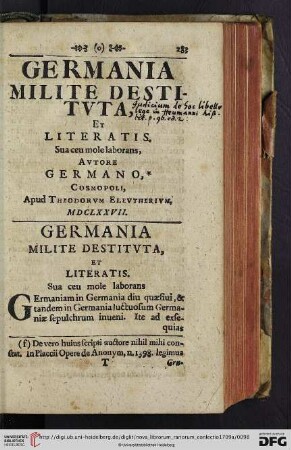 Germania milite destituta, et literatis […]