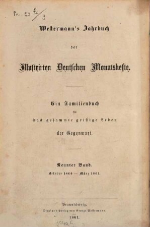 Westermanns illustrierte deutsche Monatshefte : ein Familienbuch für das gesamte geistige Leben der Gegenwart. 9, 9. 1860/61