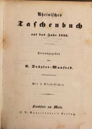 Rheinisches Taschenbuch auf das Jahr .... 1848, 1848