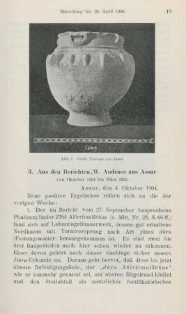 3. aus den Berichten W. Andraes aus Assur
