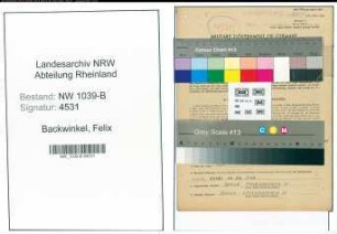 Entnazifizierung Felix Backwinkel , geb. 26.09.1900 (Studienrat)