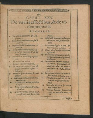 Caput XXV. De variis effectibus, & de viribus iurisiurandi.