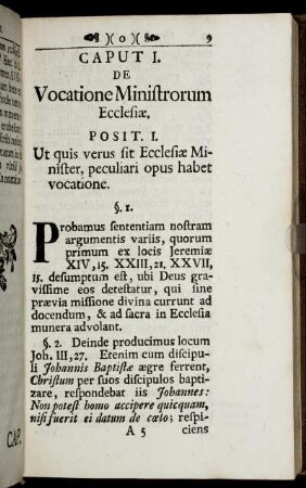 Caput I. De Vocatione Ministrorum Ecclesiæ