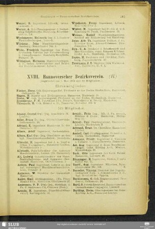 XVIII. Hannoverscher Bezirksverein.