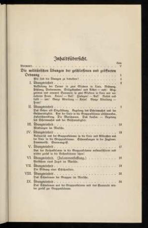IX-XVI, Inhaltsverzeichnis